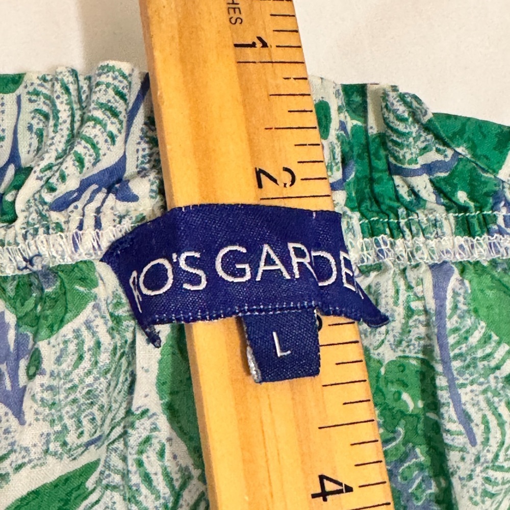 Ro’s Garden Green Blue 100% Cotton Blouse Sz Large Anthropologie Boho Vibes - Picture 6 of 10